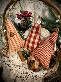 a basket filled with decorative items on top of a table