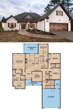 the floor plan for this house is very large and has two garages on each side