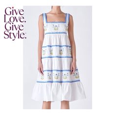 in stock English Factory, Embroidered Midi Dress, Pick Up, In Store, Buy Online, Midi Dress, Free Shipping, Blue