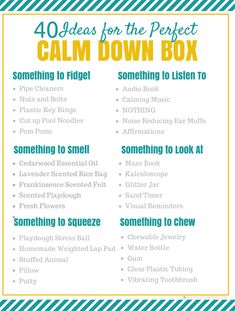 Calm Down Crafts, Grounding Box Ideas, Sensory Coping Skills, Calm Box Ideas, Calming Transition Activities, Coping Skills Box, Therapy Box Ideas, Calm Down Box For Preschoolers, Calm Down Quickly