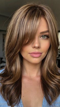 💄 Stunning Long Hair Soft Layers Curtain Bangs Layered Haircuts for Long Hair Inspiration 🍂 Long Hair Long Bangs, Long Hair With Layers And Side Bangs, Long Hair Soft Layers, Hair Soft Layers, Light Brown Hairstyles, Green Eyes Dark Hair, Brown Hair Colour Ideas, Curtain Bangs Layered, Layered Hair With Curtain Bangs