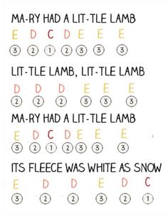 the words are written in black and white on a piece of paper that says mary had a little lamb