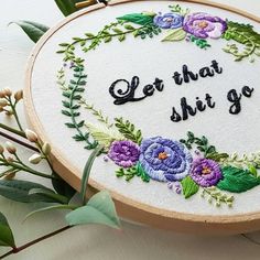 This is NOT A KIT. This is a digital download PDF. Swearing and intricate embroidery go together like peanut butter and jelly. But not everyone likes PB&J so this download includes a blank rose wreath design so you can add your own quote! Draw in a babys name for a new nursery or maybe a last name Embroidery Hoop Art Diy, Funny Cross Stitch Patterns, Digital Embroidery Patterns, Subversive Cross Stitch, Embroidery Sampler, Floral Embroidery Patterns, Hand Work Embroidery, Hand Embroidery Projects, Cross Stitch Funny