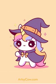 an adorable little pony wearing a witches hat