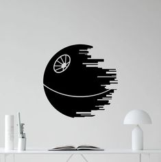 a black and white wall decal with an abstract design