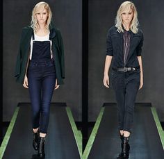 G-Star RAW Amsterdam 2015-2016 Fall Autumn Winter Womens Runway Catwalk Looks - Vintage Grunge Destroyed Patched Denim Jeans Military Utility Cargo Pockets Overshirt Super Skinny Boyfriend Boots Quilted Puffer Blouse Outerwear Coat Parka Baseball Varsity Jacket Onesie Jumpsuit Boiler Suit Salopette Coveralls Bib Brace Dungarees Moto Motorcycle Biker Leather Racer Knee Panels Grunge Asymmetrical Slouchy Lookbook Inspiration, Biker Leather, Fashion Week Runway, Runway Looks