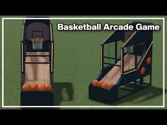 an interactive basketball arcade game set up on the grass with balls coming out of it