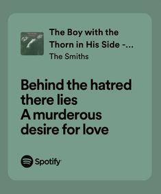 the boy with the thorn in his side - the smiths quote on green background