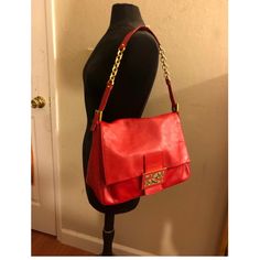 The Bag Has Visible Signs Of Normal Wear Condition But Still In Good Shape And Clean Condition Come With Dust Bag Shoulder Strap Drop 11.0” 14.0��” X9.0” X 5.0” Please Refer All The Pictures And Description Of The Items Before You Purchase Please This Sale Is Final Guarantee Money Refund For Authentic Thank You So Much Fendi Mamma Baguette, Red Leather Handbags, Fendi Bags, Bag Shoulder, Leather Handbag, Thank You So Much, Red Leather, Dust Bag, Fendi