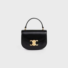 Mini besace triomphe in SHINY CALFSKIN - Black | CELINE Celine Triomphe, Handbags Leather, Celine Bags, Aging Beautifully, Fragrance Collection, Celine Bag, New Fragrances, Leather Goods, Luxury Handbags