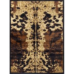 a brown and black rug with an animal print pattern