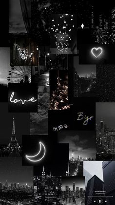 black and white photo collage with city lights