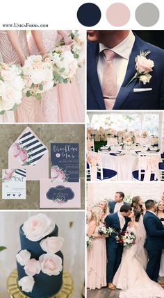 a collage of photos with different wedding colors and designs on the same color scheme