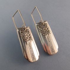 SPOON EARRINGS - SPOON jewelry-sterling silver spoon earrings - silverware earrings - dangle earring. vintage earring  No.0041 by SpoonJewelry on Etsy https://www.etsy.com/listing/129515931/spoon-earrings-spoon-jewelry-sterling Silverware Earrings, Spoon Earrings, Silver Spoon Jewelry, Flatware Jewelry, Vintage Wedding Jewelry, Vintage Earring, Sterling Silver Spoons, Earring Dangle, Silverware Jewelry