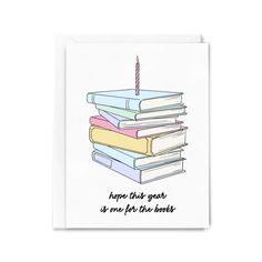 One For The Books Birthday Card Sammy Gorin LLC Cards - Birthday Booklover Birthday, Book Birthday Card Ideas, Book Birthday Cards Diy, Cards For Book Lovers, Birthday Cards Book Lovers, Birthday Card Book, Card Book, Birthday Cards Diy, Diy Birthday