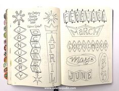 an open notebook with doodles and writing on it