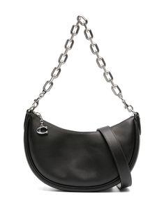 black calf leather logo charm silver-tone hardware chain-link shoulder strap detachable shoulder strap top zip fastening main compartment internal jetted pocket internal logo patch Coach Presents, Shoulder Bag Coach, Coach Handbag, Elegant Logo, Strap Top, Leather Logo, Strap Tops, Women's Bags, Leather Working