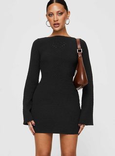 Malcalm Long Sleeve Mini Dress Black Black Long Sleeve Mini Dress, Vegas Dresses, Dress Knit, Mini Dress Black, Casual Tank Tops, Long Sleeve Mini, Floral Dress Black, Long Sleeve Mini Dress, Princess Polly