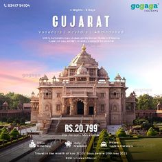 an advertisement for the gokart festival in india, with images of buildings and trees