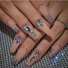 Xv Nails, Ongles Bling Bling, Nails Bling, Nail Makeup, Perfect Ten, Nails Pretty, Chrome Nail, Unique Acrylic Nails