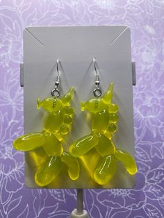 Ballon animal dangle earrings Yellow Novelty Jewelry For Party, Novelty Hypoallergenic Party Earrings, Hypoallergenic Novelty Party Earrings, Novelty Hypoallergenic Earrings For Party, Hypoallergenic Novelty Earrings For Party, Green Novelty Dangle Earrings, Fun Dangle Earrings For Pierced Ears, Novelty Drop Earrings, Novelty Drop Earrings, Pierced