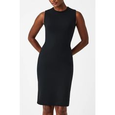 Designed Using Smoothing Premium Ponte Fabric, This Dress Is Versatile And Easy To Dress Up Or Down For Any Occasion, Plus It’s Machine-Washable. Body Skimming Fit Wide Straps Cover Your Bra Size M - 40.5” From Shoulder To Hem Material: 68% Rayon, 28% Nylon, 4% Elastane Ponte; Lining: 66% Rayon, 30% Nylon, 4% Elastane Care: Machine Wash, Wash Cold, Delicate / Gentle Cycle, Hang To Dry, Use Non-Chlorine Bleach, Iron Low Contact Me With Your Questions. Fitted Sheath Dress, Combo Dress, Ponte Fabric, Mock Neck Dress, Faux Leather Dress, Flirty Dresses, Ribbed Midi Dress, Black Sheath Dress, Black Knees