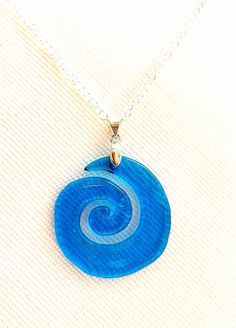 "This turquoise glass pendant will be cut to order into a spiral before firing and annealing for strength.  Choose to complete the pendant with a silver plated bail or have it with or without a drilled hole for your own bail. In addition you can choose from a 16\" sterling silver chain or a silver plated chain. DELIVERY by Royal Mail Large Letter." Spiral Pendant, Hippie Necklace, Turquoise Glass, Sterling Silver Chain, Glass Pendant, Glass Pendants, Fused Glass, Sterling Silver Chains, Royal Mail