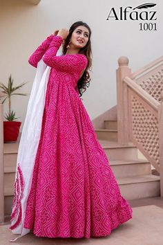 Red Anarkali Suits, Pink Anarkali, Bandhani Dress, Party Wear Gown, Long Kurti Designs, Long Dress Design