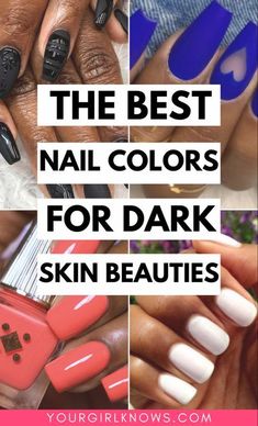 Dark Skin Manicure, Dark Skin Nail Polish, Dark Skin Nail Color, Pedicure Colors, Summer Gel Nails, Fun Nail Colors