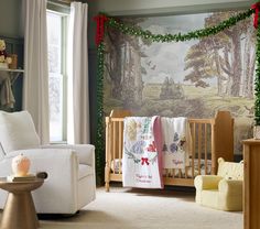 a baby's room decorated for christmas