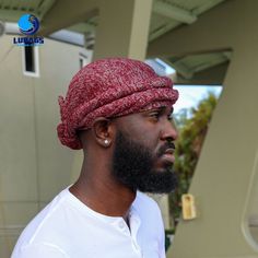 Male halo turban 👳🏿♀️ Made out of stretchable knitted material. Cool on the head and also can be used to lay down hair. You can style it multiple ways this is just one of them. Also unisex It arrives in 72x24 length material which means you would have to tie it to your fitting on your head! No problem very easy! 😇How to tie? Watch This Quick Video! https://www.youtube.com/watch?v=7vBSvOsq6Ac Mens Turban Style, Afropunk Futurism, Boys Haircuts Curly Hair, Dread Hairstyles For Men, Haircuts Curly, Funky Hats, Dreadlock Hairstyles For Men, Dreadlock Accessories, Head Coverings