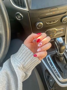 almond shape nails, gel nails, simple nail deisgn, holiday nails, bow nails Nails Dip With Design, Valintens Nail Ideas Basic, Aka Founders Day Nails, Cute Christmas Nails Acrylic Almond, Simple February Nail Ideas, Valentines Nail Inspo Short Nails, Almond Nails Xmas, Nails Inspo January