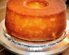 a cake sitting on top of a metal plate