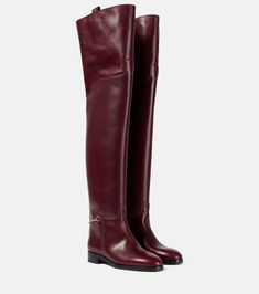 Leather over-the-knee boots in red - Gucci | Mytheresa Leather Over The Knee Boots, Gucci Boots, Boots Knee High, Gucci Leather, Evening Shoes, Boots Knee, Flat Boots, Gucci Shoes, Shoe Game