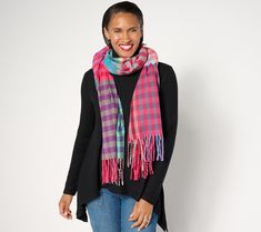 Don't let chilly days dampen your spirits! With this mixed plaid fringe blanket scarf, wrap yourself up in cheerful charm and wonderful warmth. From Belle by Kim Gravel. Fringe Blanket, Kim Gravel, Blanket Scarf, Don't Let, Scarf Wrap, Scarf Accessory, That Look, Fashion Accessories, Plaid