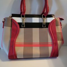 **Brand New** Women's Tote Style Purse - Shoulder Strap With Handles - Multi-Colors- 12"X12"X6.5" - Very Pretty! Trendy Red Bag For Day Out, Red Shoulder Bag With Silver-tone Hardware For Everyday, Multicolor Tote Satchel With Gold-tone Hardware, Daily Use Red Shoulder Bag With Silver-tone Hardware, Red Shoulder Bag With Silver-tone Hardware And Double Handle, Red Tote Shoulder Bag With Silver-tone Hardware, Womens Tote, Womens Tote Bags, Bags Women