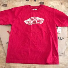 Vans Classic Logo Red Tee Shirt. Tagless. Boys Size Xl Red Graphic Tee, Vans Shirts, Red Vans, Vans Shirt, Red Tee, New Closet, Vans Off The Wall, Classic Logo, Vans Classic