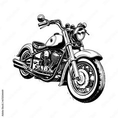 a black and white drawing of a motorcycle