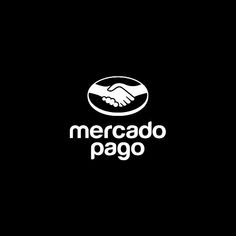 a black and white logo with the words mercado pago written on it