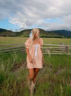 cowgirl, dress, country time, country outfits, cowboy boots, summer, farm, costal cowgirl, picture ideas, inspiration Earthy Cowgirl Aesthetic, Long Sleeve Cowgirl Outfit, Cottage Fall Aesthetic, Pastel Country Aesthetic, Country Cottage Core Outfits, Southern Cowgirl Aesthetic, Coastal Cowgirl Senior Pictures, Cottagecore Western Aesthetic, Southern California Aesthetic Outfits