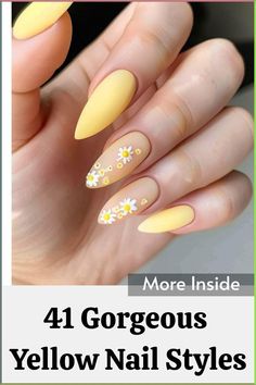 Stay ahead of the trends with this collection of 41 chic yellow nail styles. Whether you prefer minimalist designs or intricate patterns, these nails offer something for every fashionista. Brighten up your manicure routine with these stylish and trendy yellow nail ideas. Tap the link for more yellow nail style inspiration! Beachy Nail Designs, Manicure Routine, Watermelon Nail Designs, Pumpkin Nail Designs, Neon Yellow Nails, Chic Manicure, Yellow Nail Art, Simple Spring Nails, Yellow Nails Design