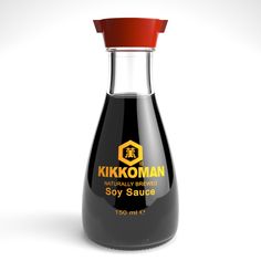 a bottle of soy sauce on a white background