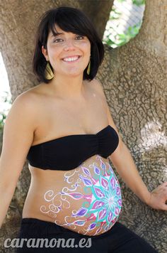 Paint Body Art, Maternity Shoot Painted Belly, Rainbow Belly Painting Pregnant, Painting On Pregnant Belly, Pregnant Painted Belly