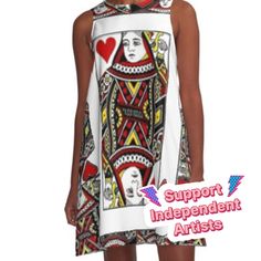 Loose-fit, mid-length sleeveless dress with silky handfeel. Printed on both sides. Machine washable. Size range XS-2XL. CASINO RED QUEEN OF HEARTS PATTERN WHITE ART FROM REDBUBBLE CASINO ART OF CASINO RED QUEEN OF HEARTS PATTERN WHITE ART BY ARTIST SHARLES ART STUDIO Red Queen Of Hearts, Casino Art, Casino Cards, Hearts Playing Cards, Queen Art, Cards Art, Queen Dress, Red Queen, Red Art