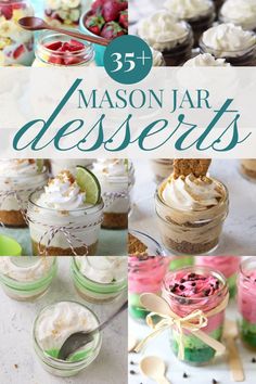 mason jar desserts with text overlay that reads, 35 mason jar desserts