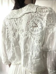 True vintage Edwardian 1900s embroidered dress : skirt and top M, 29" waist | eBay Victorian Long Sleeve Dress For Vintage Events, Fitted Victorian Cotton Dresses, Spring Victorian Long Sleeve Vintage Dress, Spring Victorian Fitted Blouse, Victorian Fitted Tops For Summer, Vintage Fitted Tops With Broderie Anglaise, Fitted Victorian Summer Tops, Fitted Victorian Tops For Summer, Elegant Fitted Blouse For Garden Party