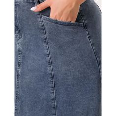 Women's Plus Size Denim Skirts are made of lightweight, breathable, and soft denim fabric. These versatile skirts are perfect for various occasions such as dating, daily wear, traveling, outdoor activities, work, and casual daily use. The denim skirts can be paired with a basic T-shirt, vest, sweater, sweatshirt, jacket, shirt, high heels, sneakers, bags, or hats, creating a fashionable and youthful look. The model is 5'7" with a chest of 42 inches, waist of 32 1/4 inches, hip of 44 7/8 inches, Stretch Denim Skirt With Pockets, Knee-length, Denim Blue Pencil Skirt With Pockets, Solid Denim Skirt With Pockets, Medium Wash Denim Pencil Skirt With Pockets, High-waisted Denim Skirt, Solid High-waist Denim Skirt, Casual Denim Pencil Mini Skirt, High Waist Solid Denim Skirt, Versatile Skirts