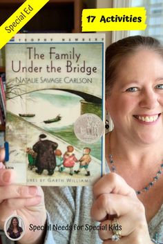 a woman holding up a book in front of her face with the title, special needs for special kids