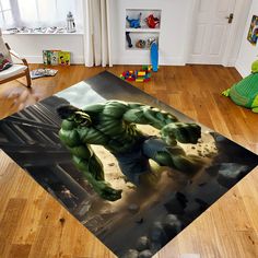 the incredible hulk rug is on the floor