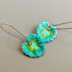 "Small Patina Leaf Earrings - Gorgeous Verdigris Leaves with Long Antiqued Brass Earwires. The fourth picture shows the back. It is not patina'd. Leaves are slightly 20mm (.75\") in diameter Earrings measure 1.75\" from top of earwire to bottom of leaf This is a stock photo. Patina varies slightly. Larger version of these earrings: https://www.etsy.com/listing/646432235/leaf-earrings-patina-jewelry-leaf?ref=shop_home_active_1&frs=1 Be sure to check out my Verdigris Collection for similar ite Elegant Patina Earrings, Handmade Blue Leaf-shaped Jewelry, Green Bohemian Patina Earrings, Handmade Leaf-shaped Botanical Jewelry, Green Leaf-shaped Botanical Jewelry, Patina Jewelry, Silver Dragonfly Necklace, Earrings Nature, Dragonfly Jewelry